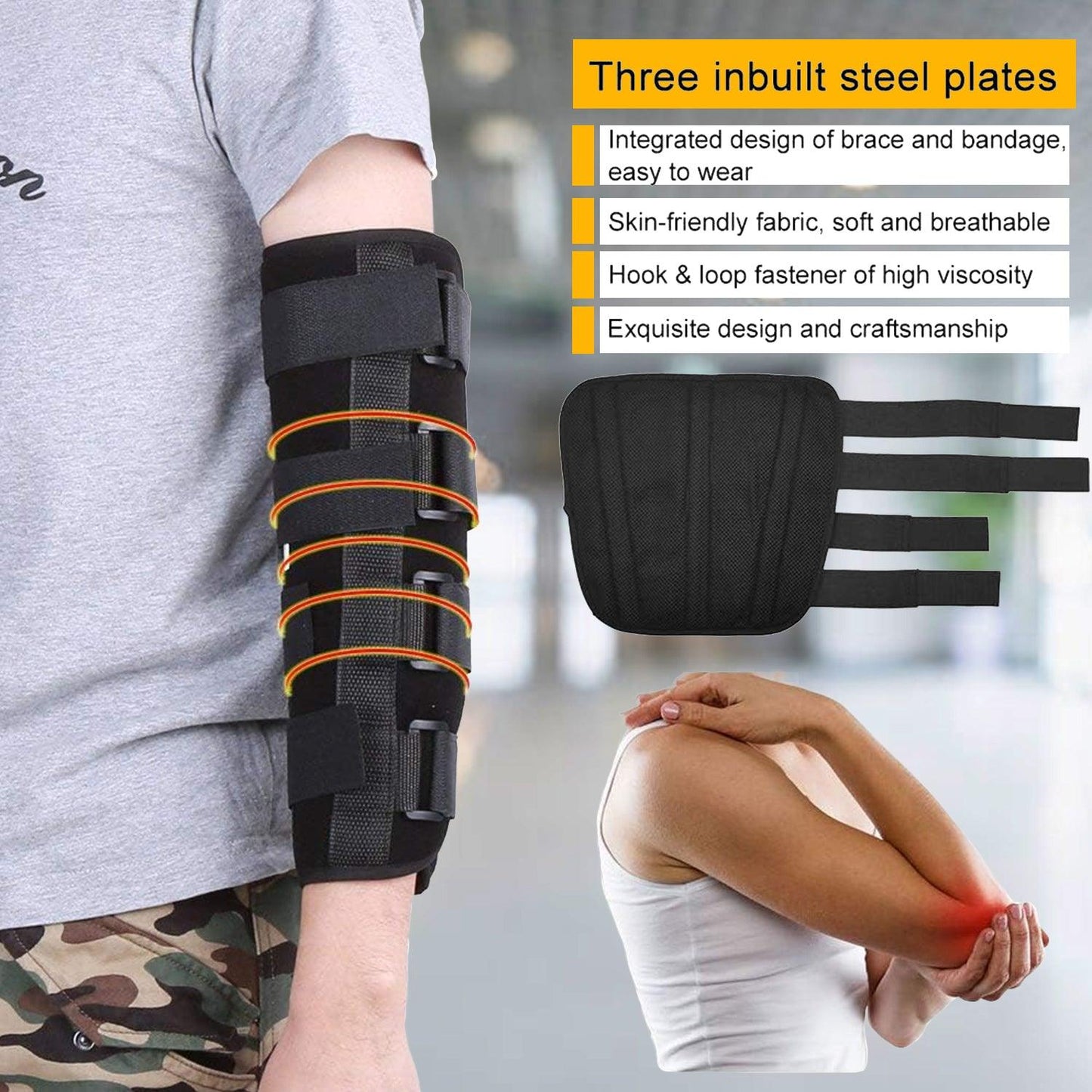 Elbow Joint Brace - Adjustable Arm Elbow Shoulder Support Splint Strap Relief Pain Correct Upper Limb