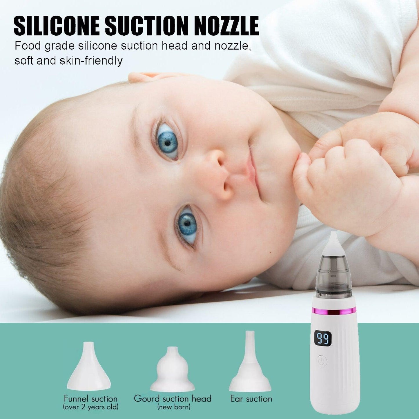 Electric Nose Aspirator - Rechargeable Baby Nasal Aspirator Safe Hygienic Nose Cleaner for Infant