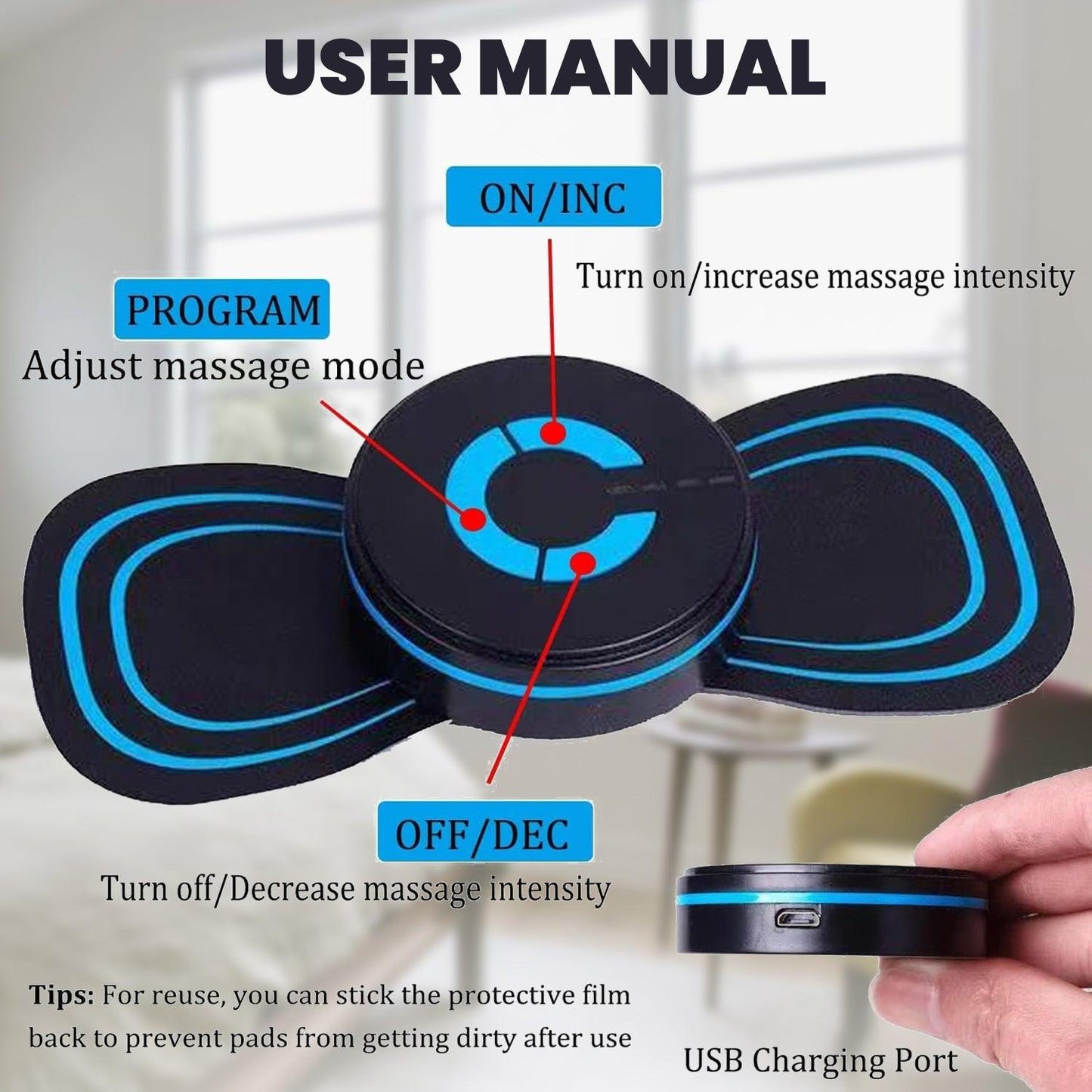 Portable Electric Neck Massager - Cervical Massage Back Massager Stimulator