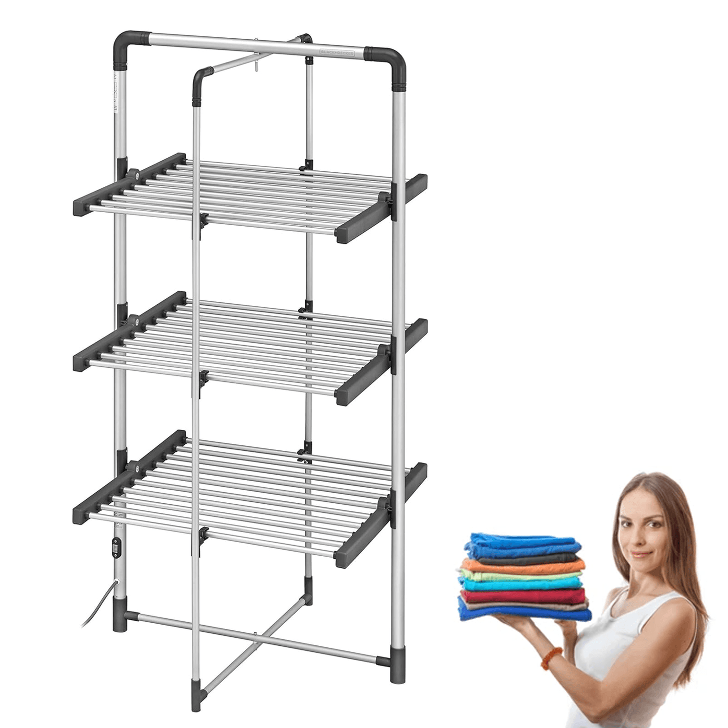 Electrical Clothes Airer - Black+Decker Electric Heated Clothes Airer / Low Energy / Large Drying Space
