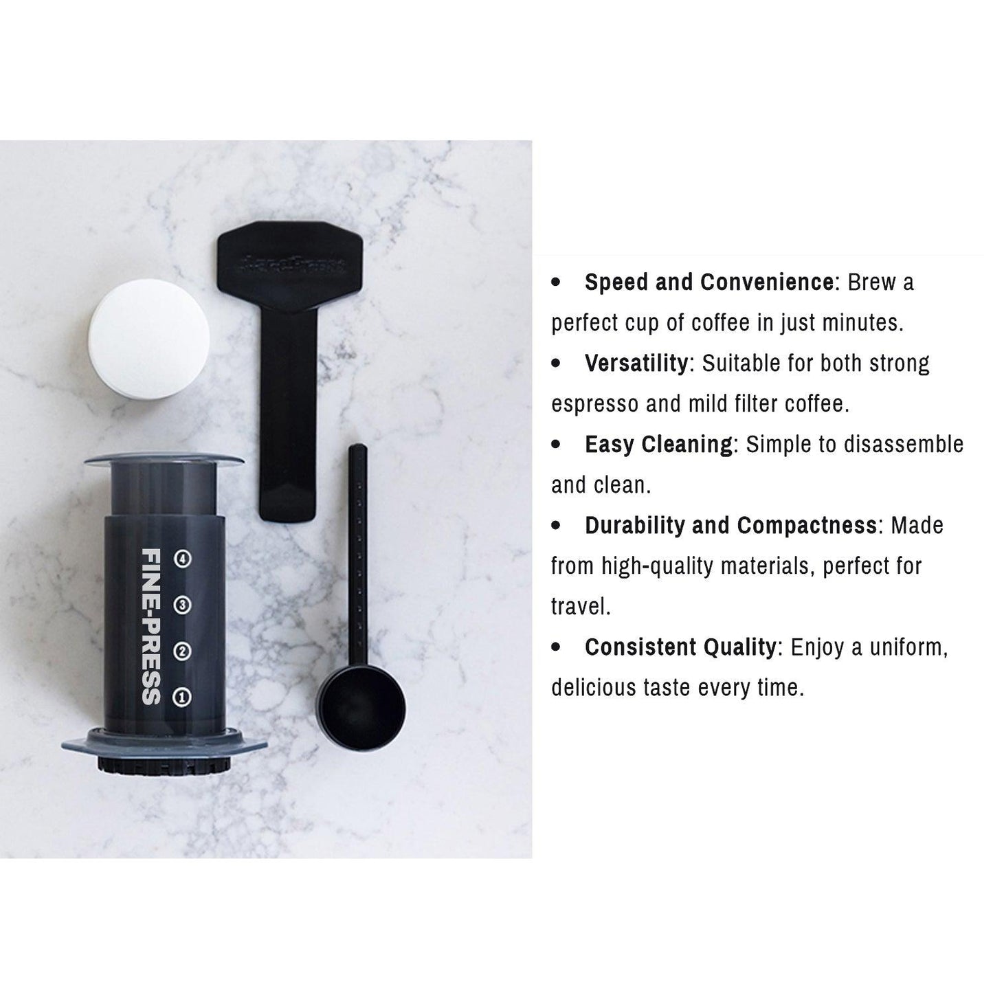 Espresso Coffee Machine - Quickly Makes Delicious Coffee Without Bitterness 1 to 3 Cups Per Pressing