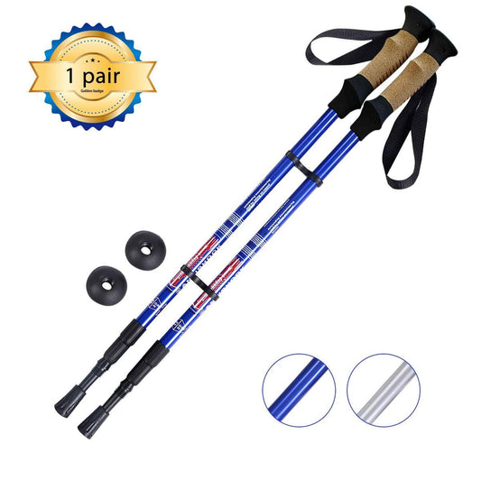 Adjustable Hiking Pole - Telescopic Walking Poles Set 3-Section Anti Shock Trekking Stick