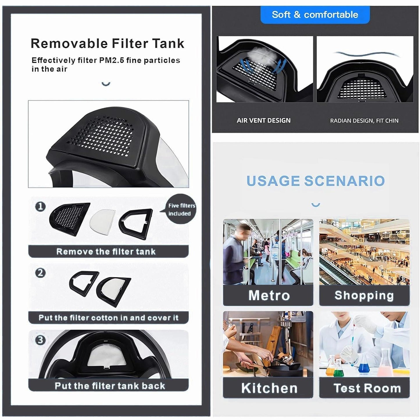 Face Protection Shield - Anti-fog Full Face Shield Protective Head Cover Transparent Safety Mask