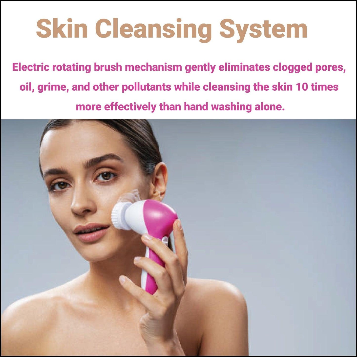 Facial Cleansing Brush - 5 in 1 Electric Facial Cleaner Wash Face Brusher Hand Skin Exfoliation Massager