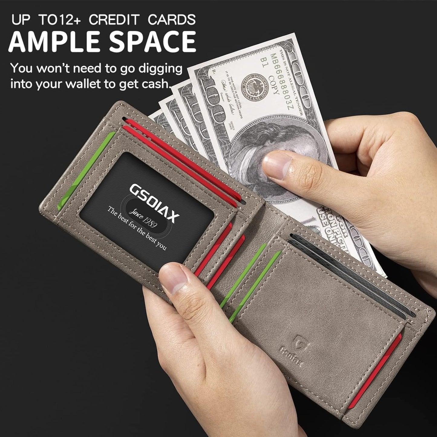 🔥BUY 2 GET 1 FREE🔥GSOIAX Mens Slim Wallet Rfid Blocking 2
