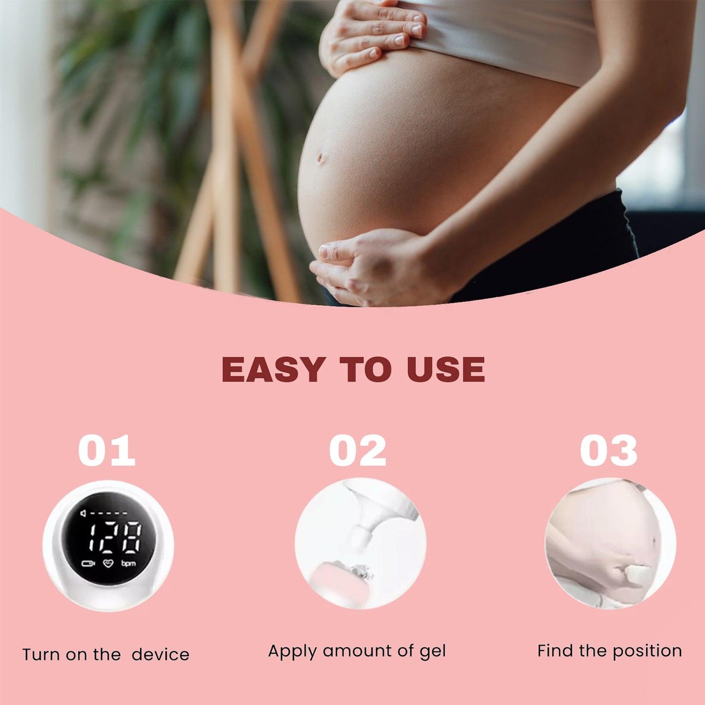 Doppler Fetal Monitor - Fetal Doppler Detector Baby Heart Beat Rate Prenatal Monitor Home Use UK