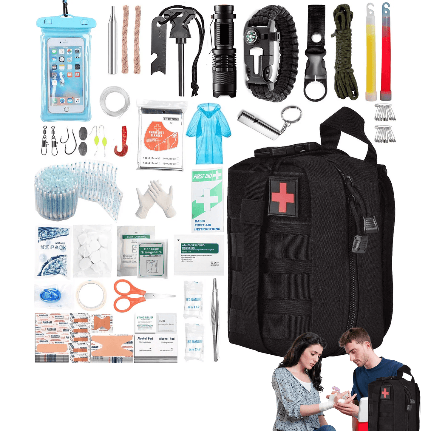 Hiking First Aid Kit UK - Survival Kit 147 First-Aid Kit Camping Hiking Military Emergency Hunting Fishing