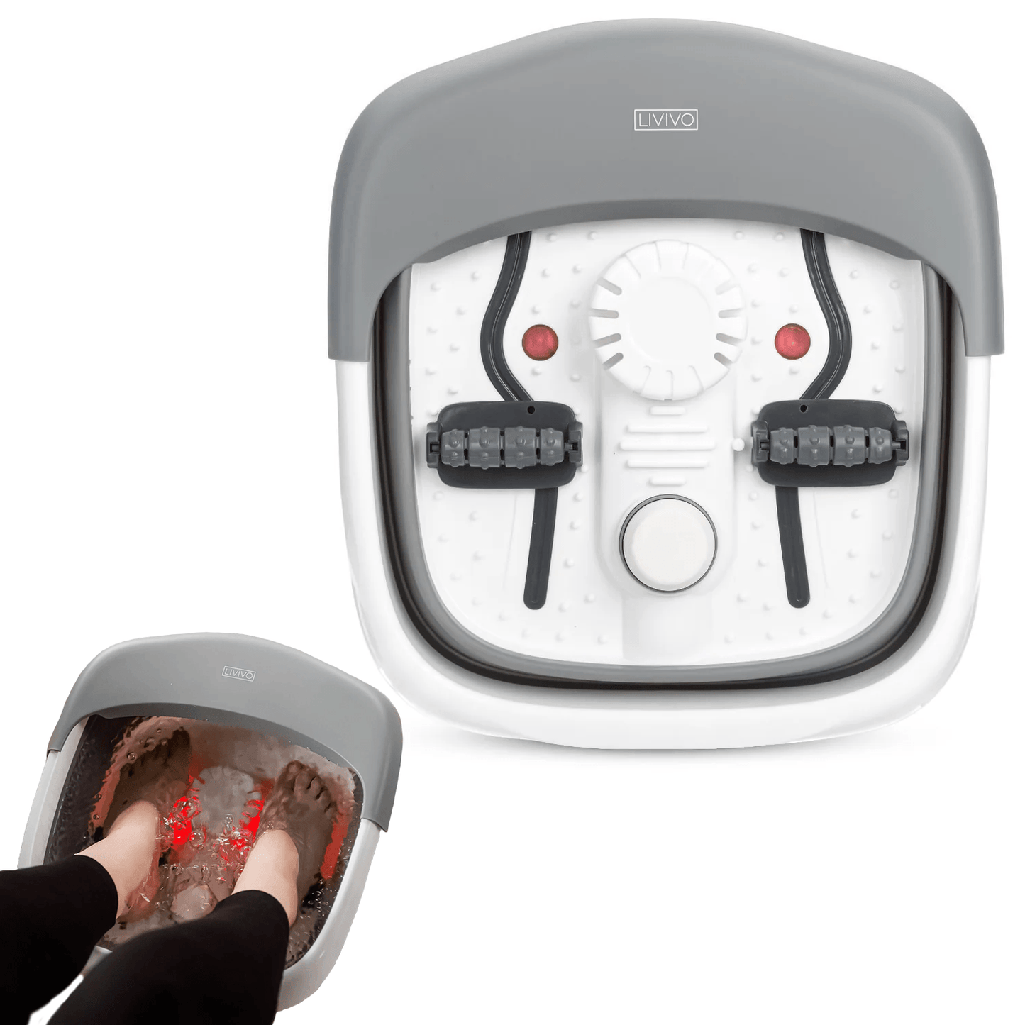 Foot Spa Massager - Foot Spa Pedicure Wet Bath Bubble Massage Bucket Feet Therapy Soothing Folding