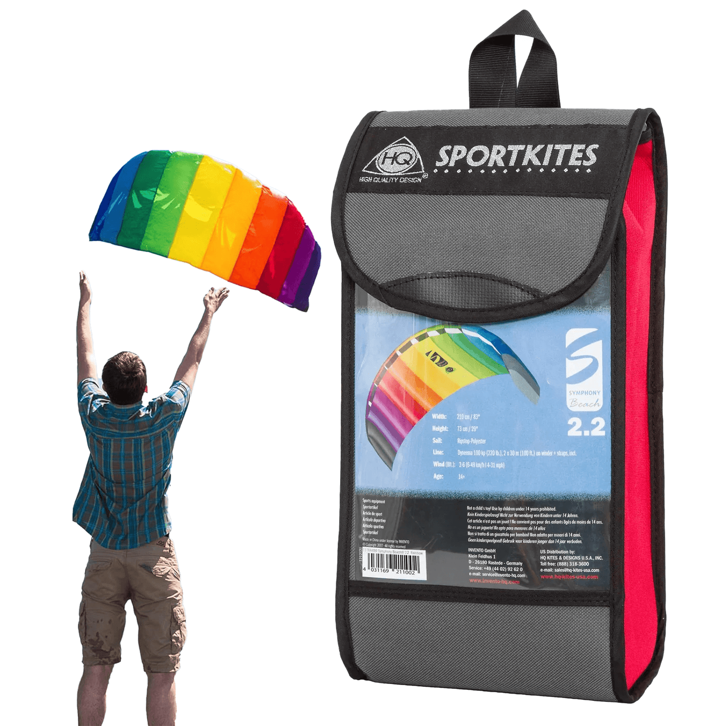 HQ Symphony Beach iii 1.3 - Rainbow Kites for the Beach Power Kites Ready to Fly Outdoor