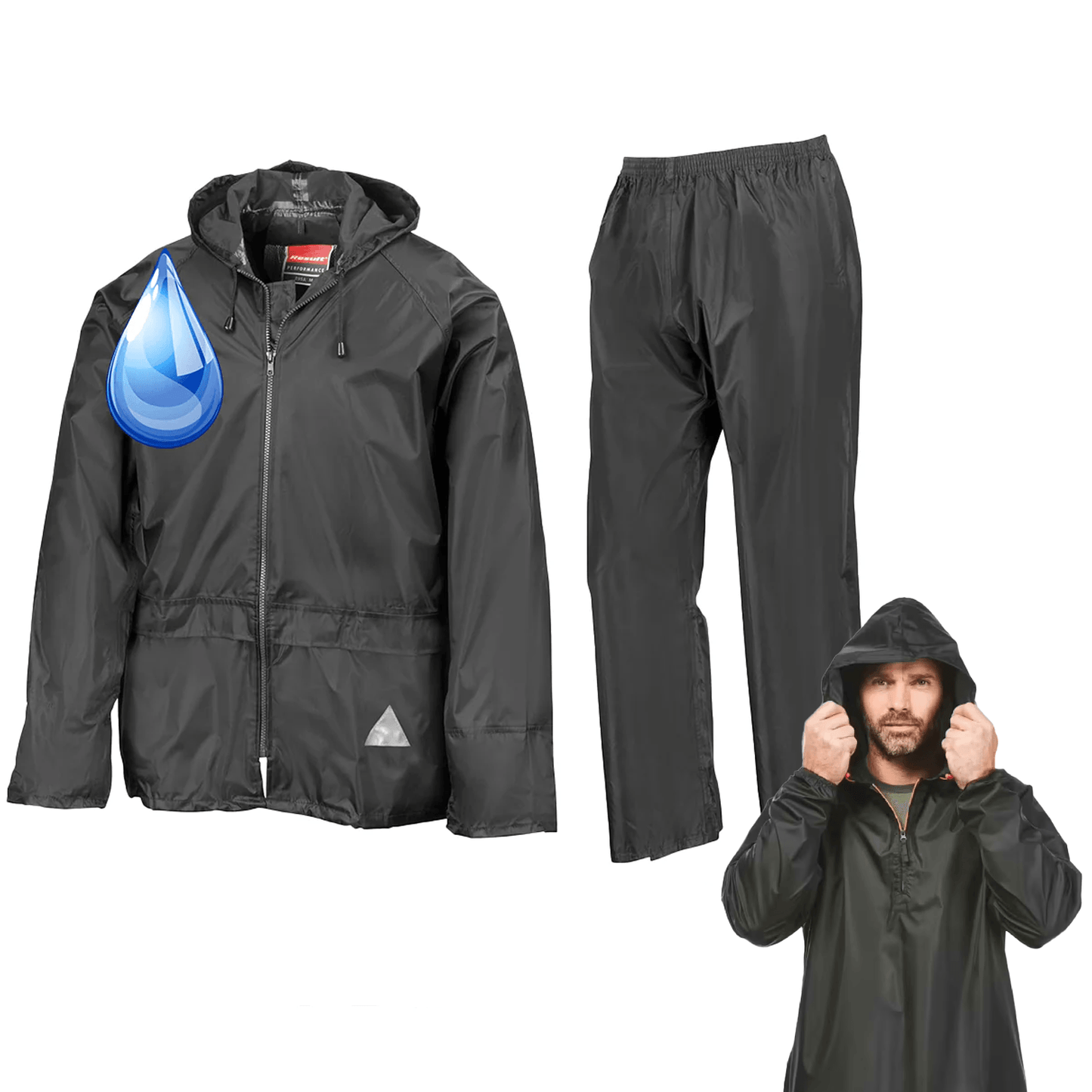 Best Raincoats Mens - Result Mens Waterproof Windproof Heavy Duty Jacket and Trousers Rain Suit + BAG