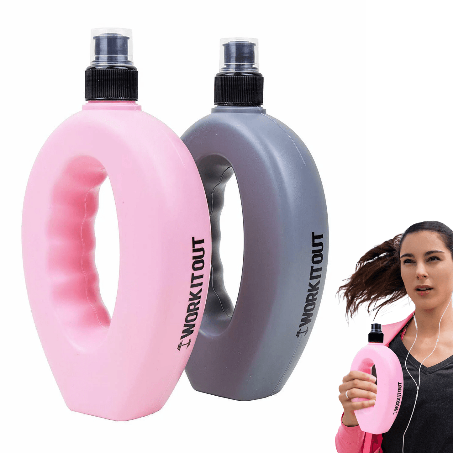 Drinks Bottle for Running - 1 Pair Running Grip Water Bottles for Jogging, Hiking, Gym