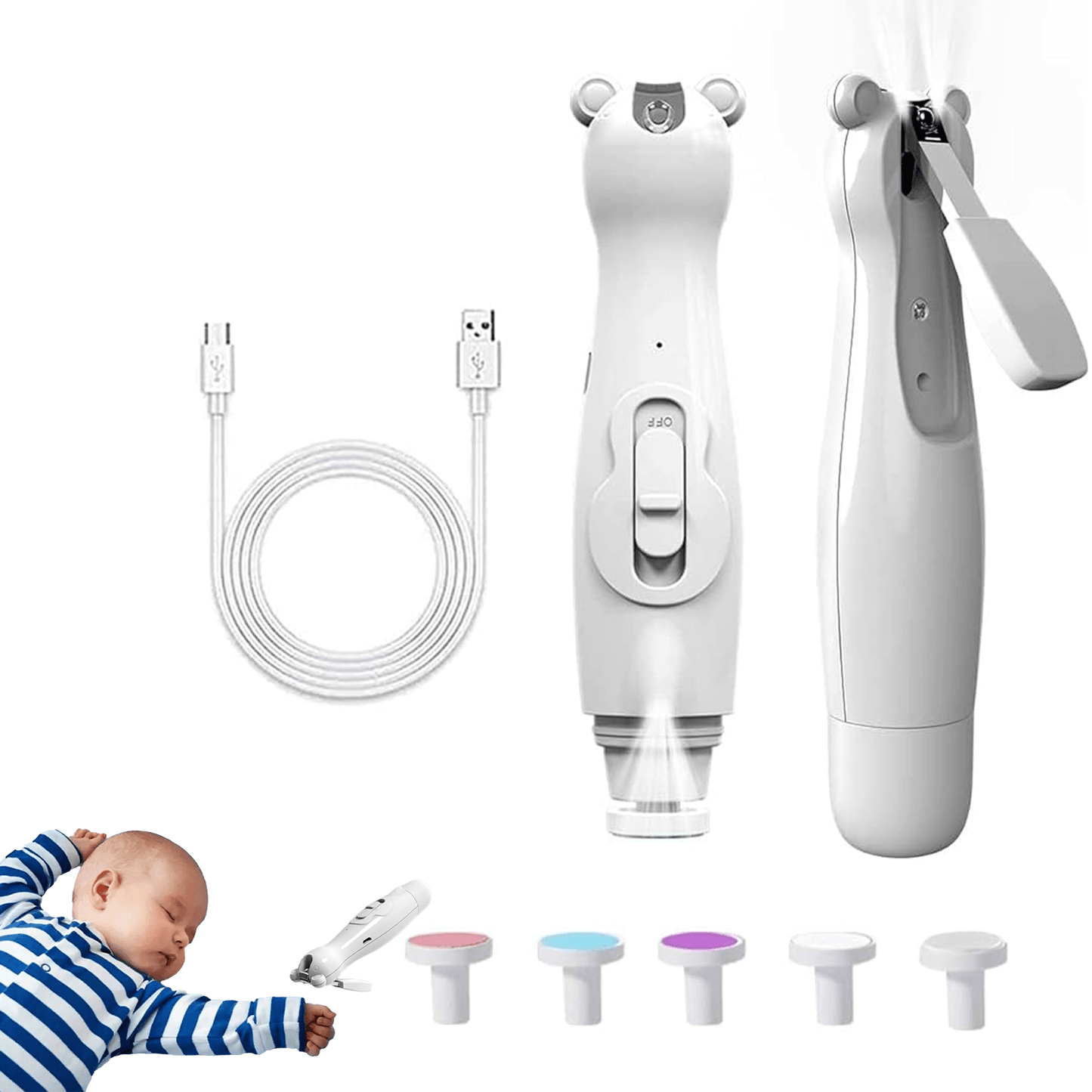 Electric Nail Clippers - Baby Nail File Kit Trimmer Toddler Toes Trim Nails Polish Care