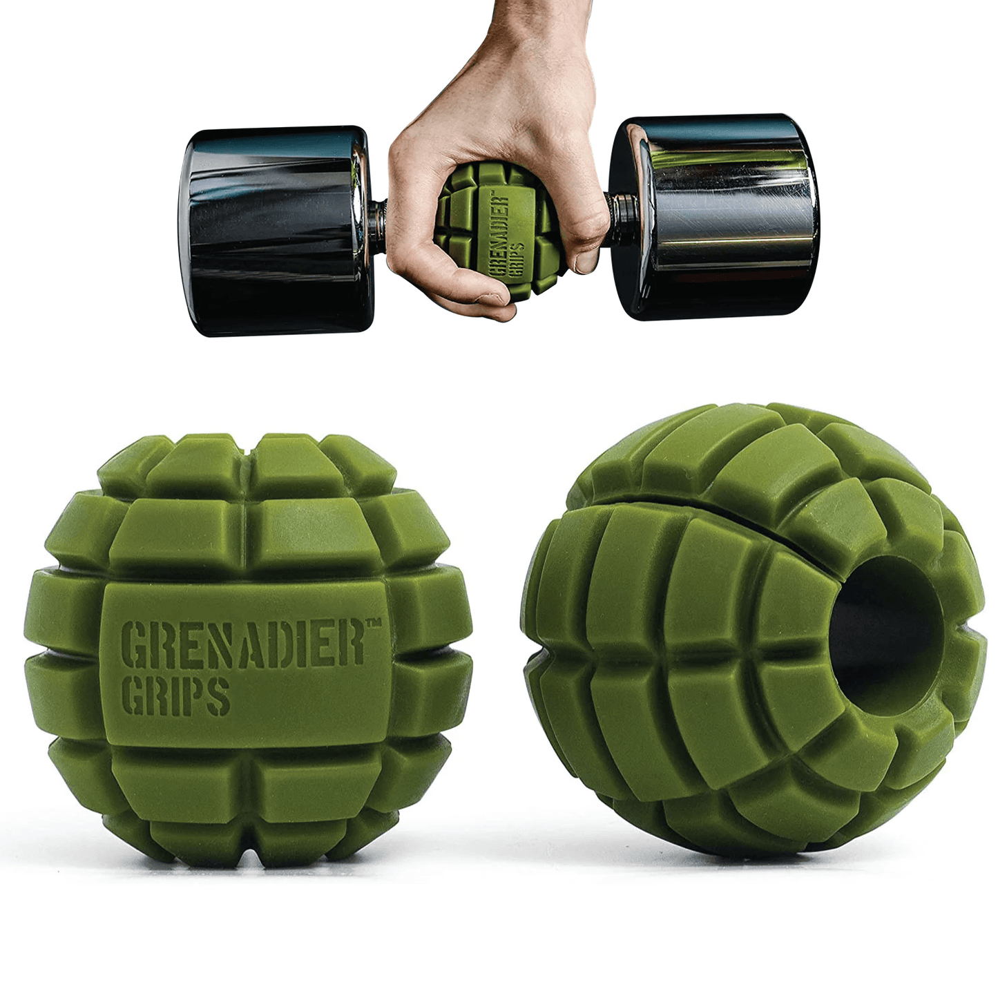 Grenadier Grips by Gunsmith - 2x Gunsmith Fitness Grenadier Grips Unique Fat Bar Dumbell/Barbell Grips For Huge Size Gains, Explosive Power