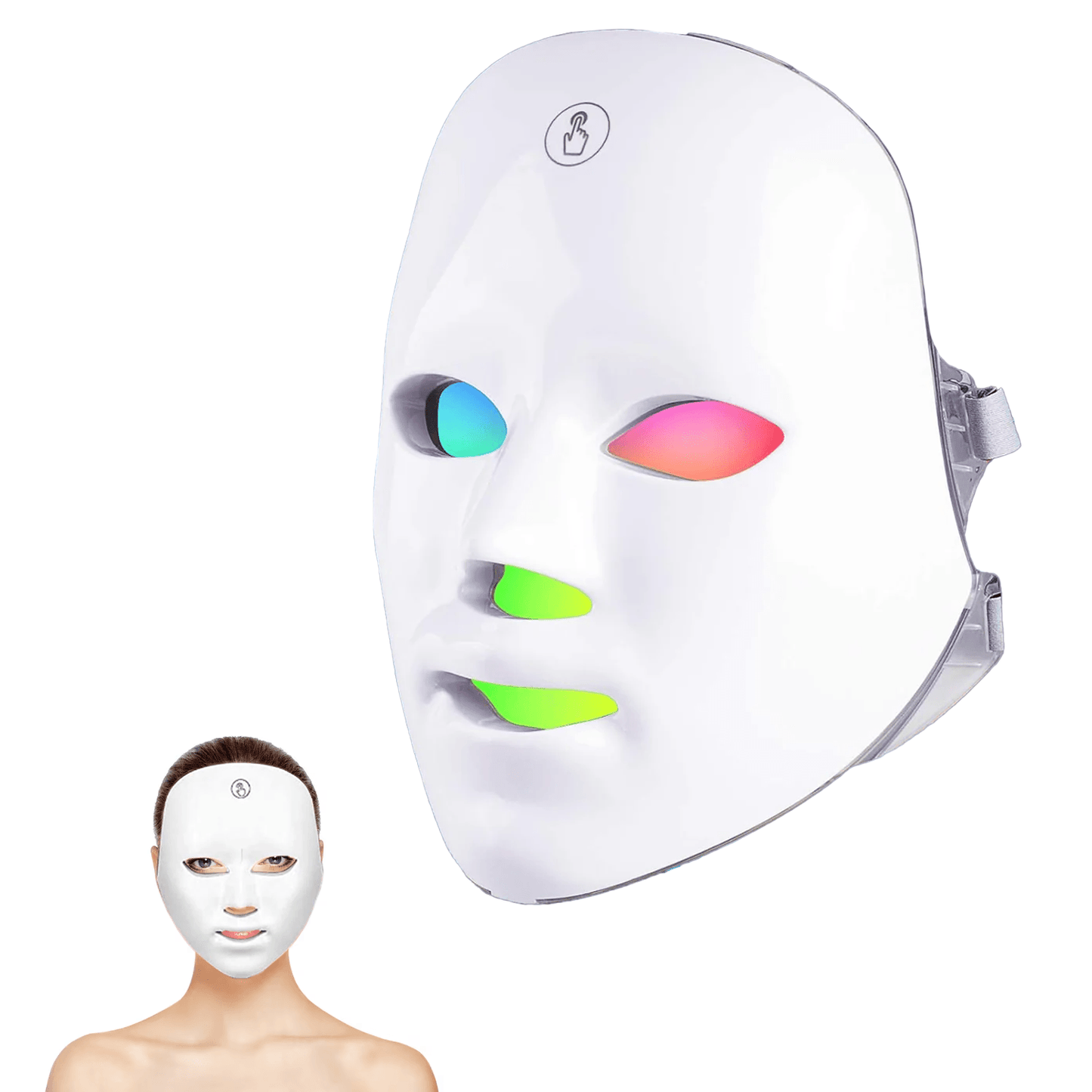 LED Face Mask - 7 Colors Facial LED Mask Photon Skin Therapy Rejuvenation Wireless Anti Aging UK
