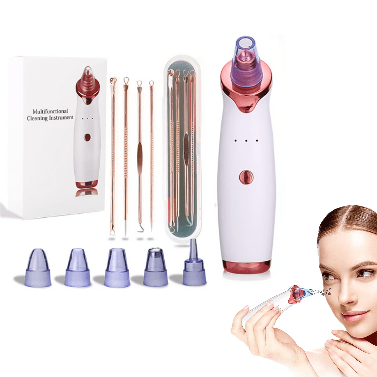 Best Blackhead Remover Vacuum - Professional Pore Cleaner Vacuum Blackhead Remover Rechargeable 5 Suction Levels