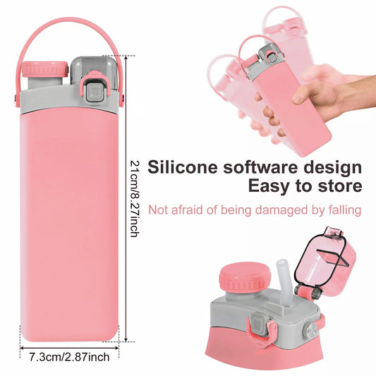 Silicone Water Bottle - 600ml Foldable Drink Bottle Collapsible Water Bottle Outdoor Sport Travel Run