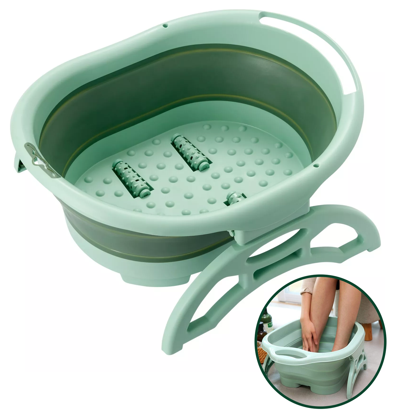 Foot Spa Bath Massager – Foldable Soaking Tub with Bubble & Roller Massage
