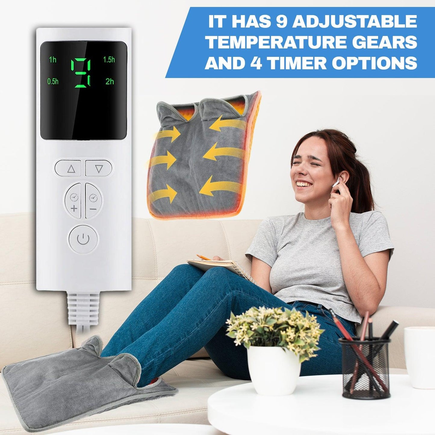 Heated Foot Pad - Electric Heating Warmer for Feet with 9 Heating Settings 4 Timers, Auto Shut Off and Machine Washable-Fast Heating Pad Cushion for Foot