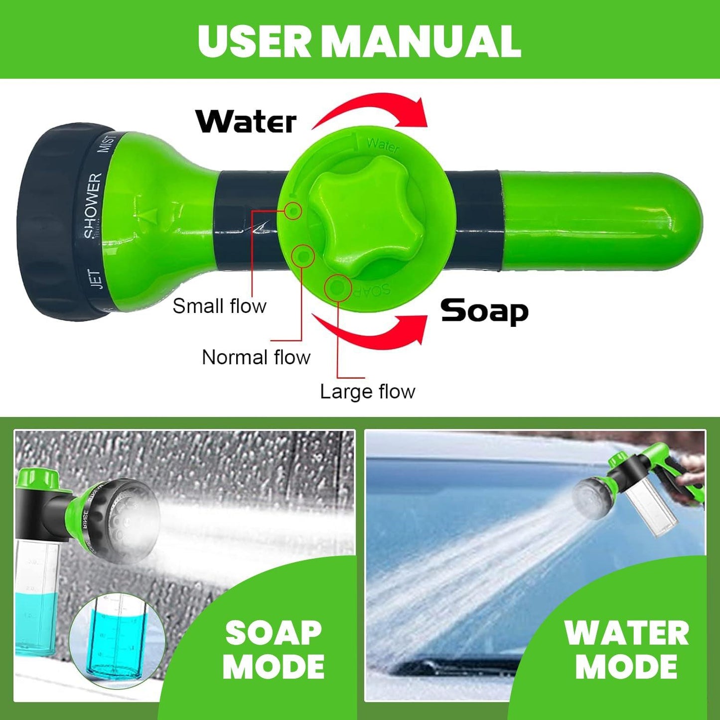 Water Hose With Nozzle - High Pressure Sprayer Nozzle Hose Horse/dog Shower Gun Adjustable Shampoo Spray