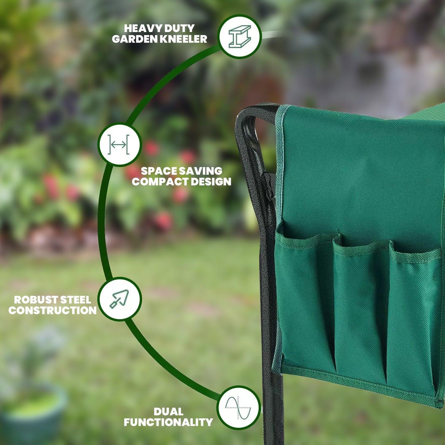 Garden Kneeler Stool - Portable Foldable Foam Padded Garden Kneeler Gardening Knee Pad Metal