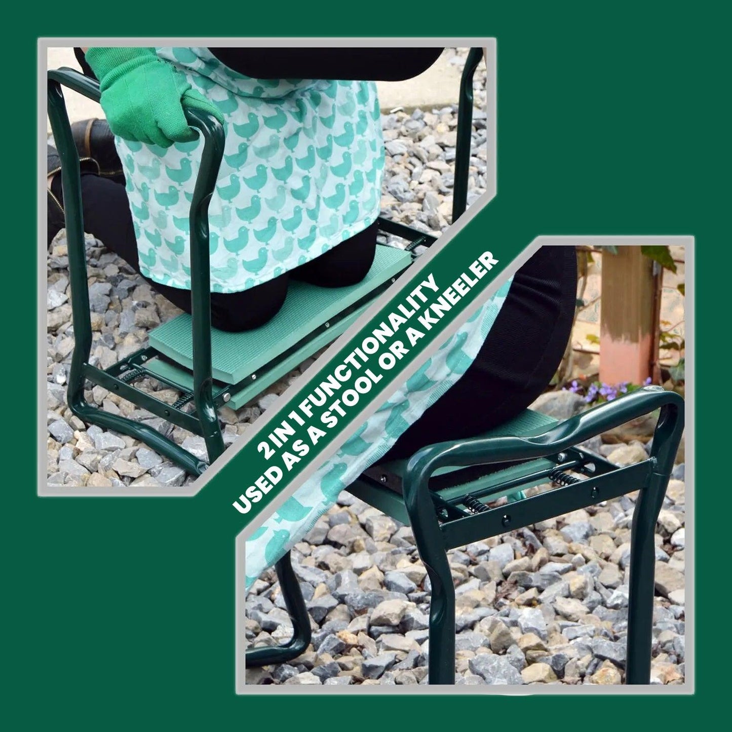 Garden Kneeler Stool - Portable Foldable Foam Padded Garden Kneeler Gardening Knee Pad Metal