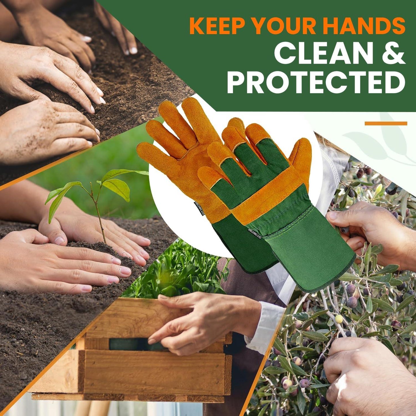 Thorn Proof Garden Gloves - Leather Gardening Gloves Thorn Proof Ladies Men Safety Suede Heavy Duty Garden