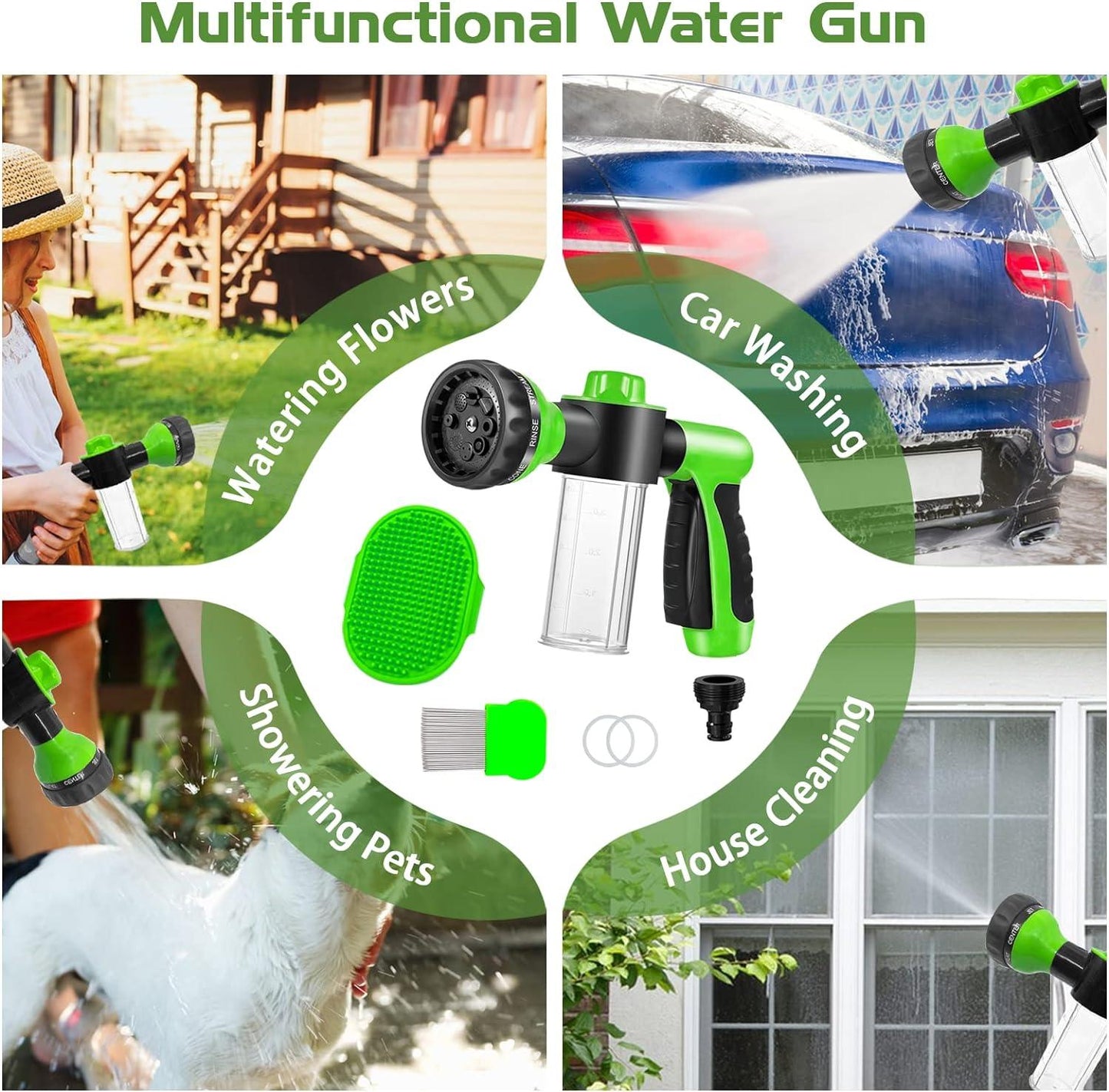 Water Hose With Nozzle - High Pressure Sprayer Nozzle Hose Horse/dog Shower Gun Adjustable Shampoo Spray