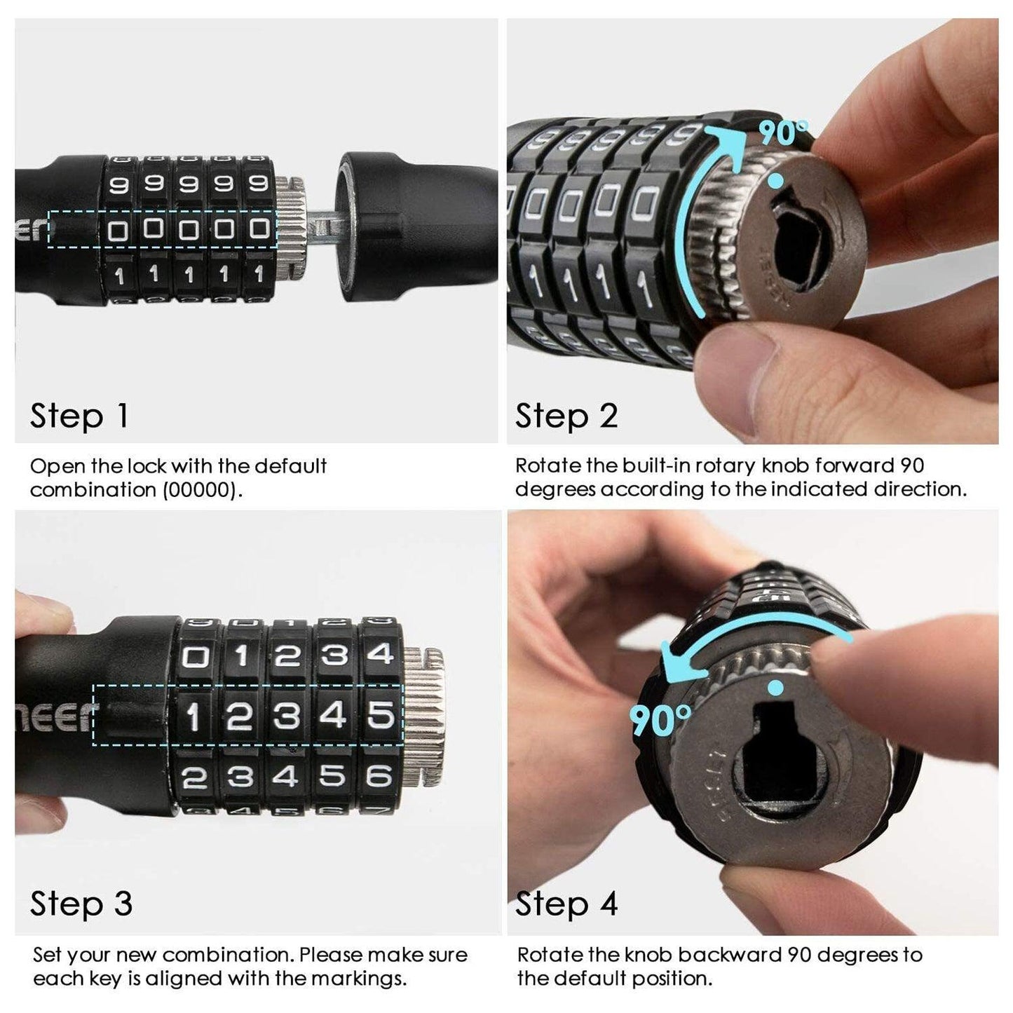 Best Bike Lock UK - Heavy Duty High Security 90cm 5-Digit Combination Chain Lock