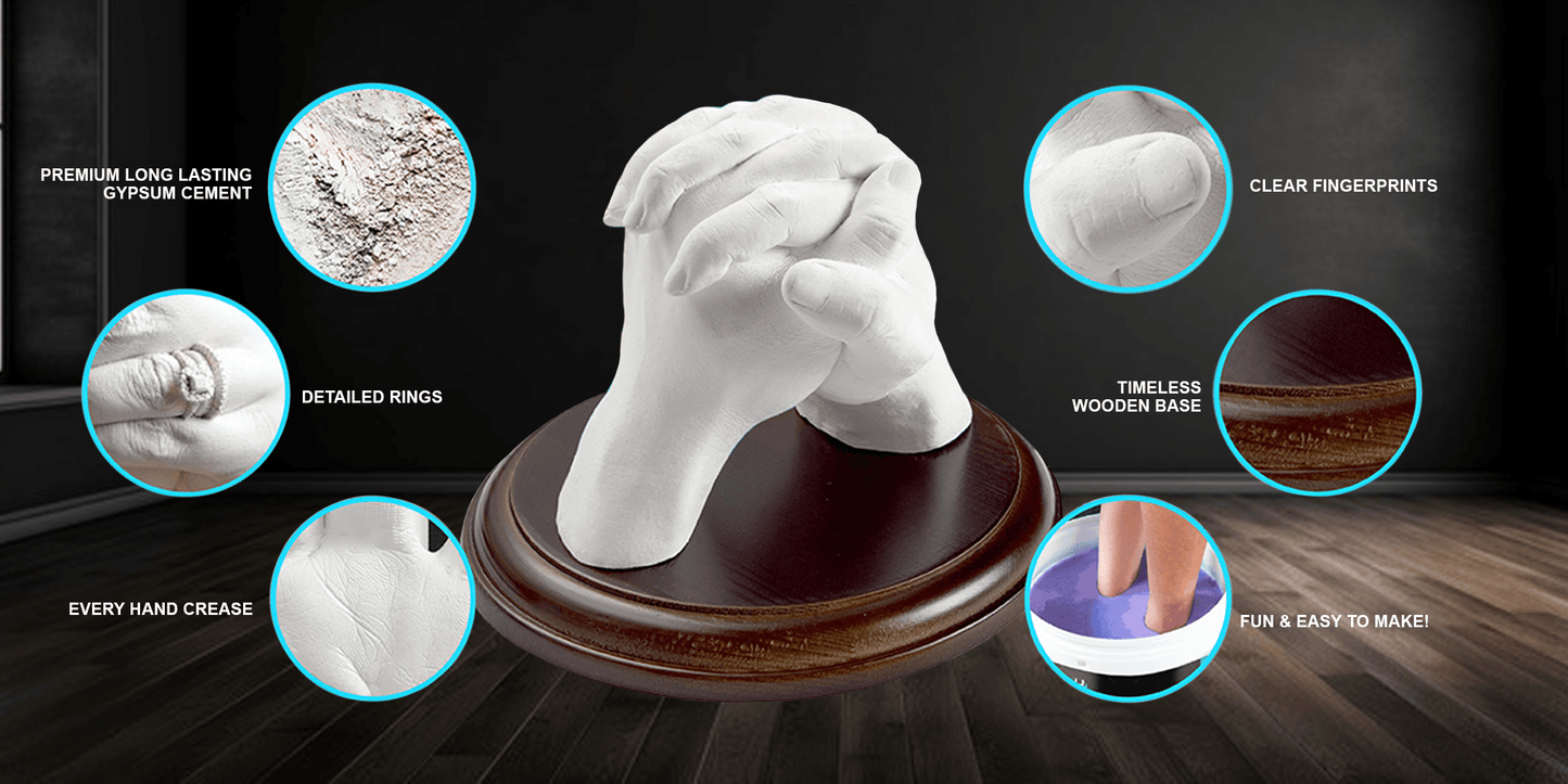 Hand Mould Casting Kit - Hand Moulding kit Couples Holding Hands 3D Keepsake