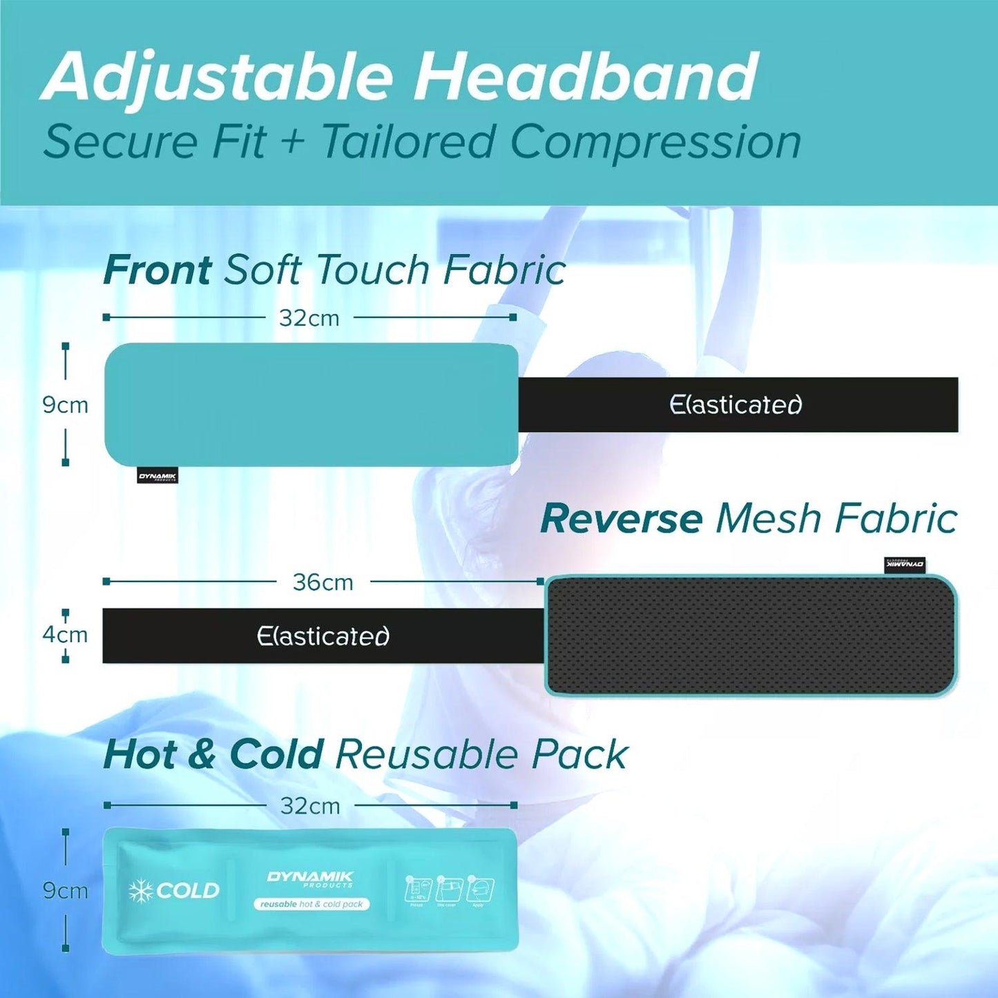 Migraine Ice Pack - Adjustable Head Wrap For Hot Cold Therapy