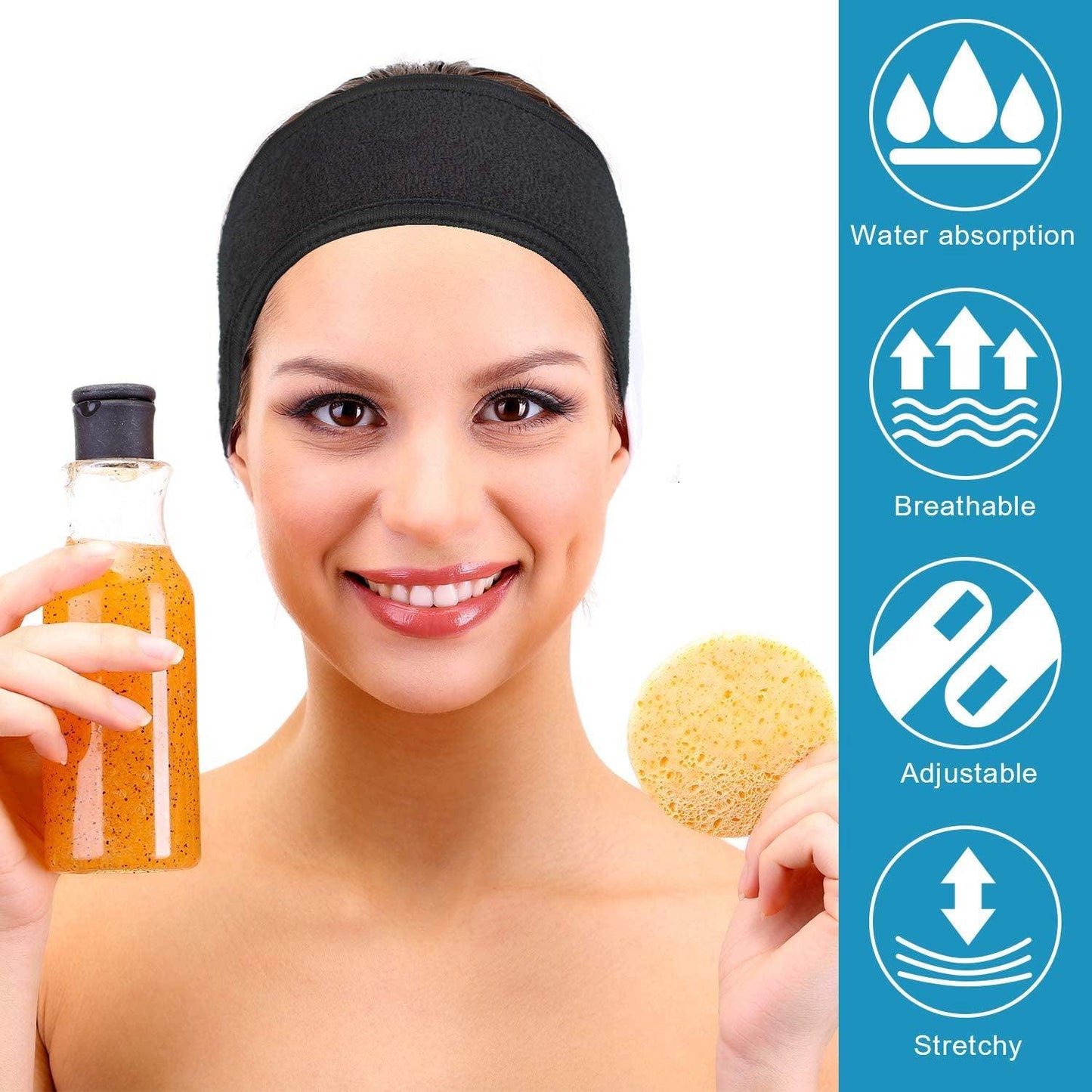 Spa Facial Headband - Make up Hair Band Terry Cloth Headband Stretch Towel for Sport Yoga Shower