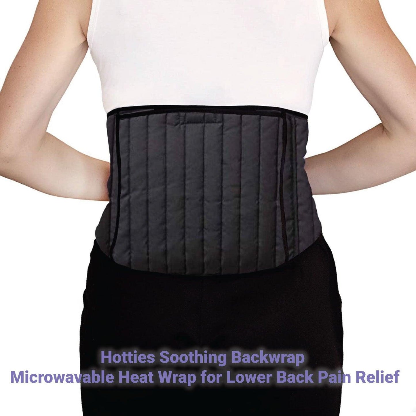 Microwavable Heat Wrap - Hotties Soothing Backwrap Microwavable Heat Wrap for Lower Back Pain Relief - Black Quilted