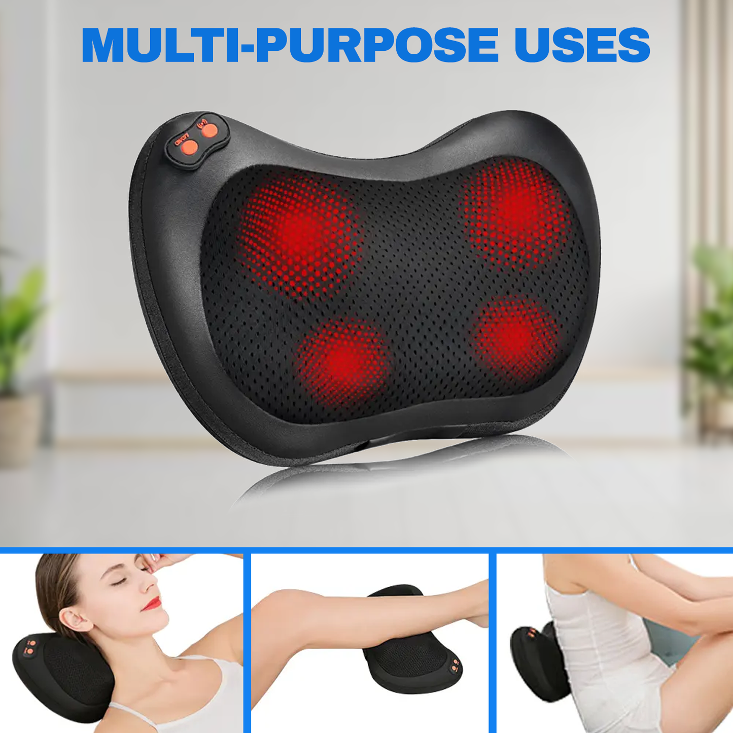 Heated Massage Pillow - Shiatsu Massage Pillow with Heat Back Neck Massager