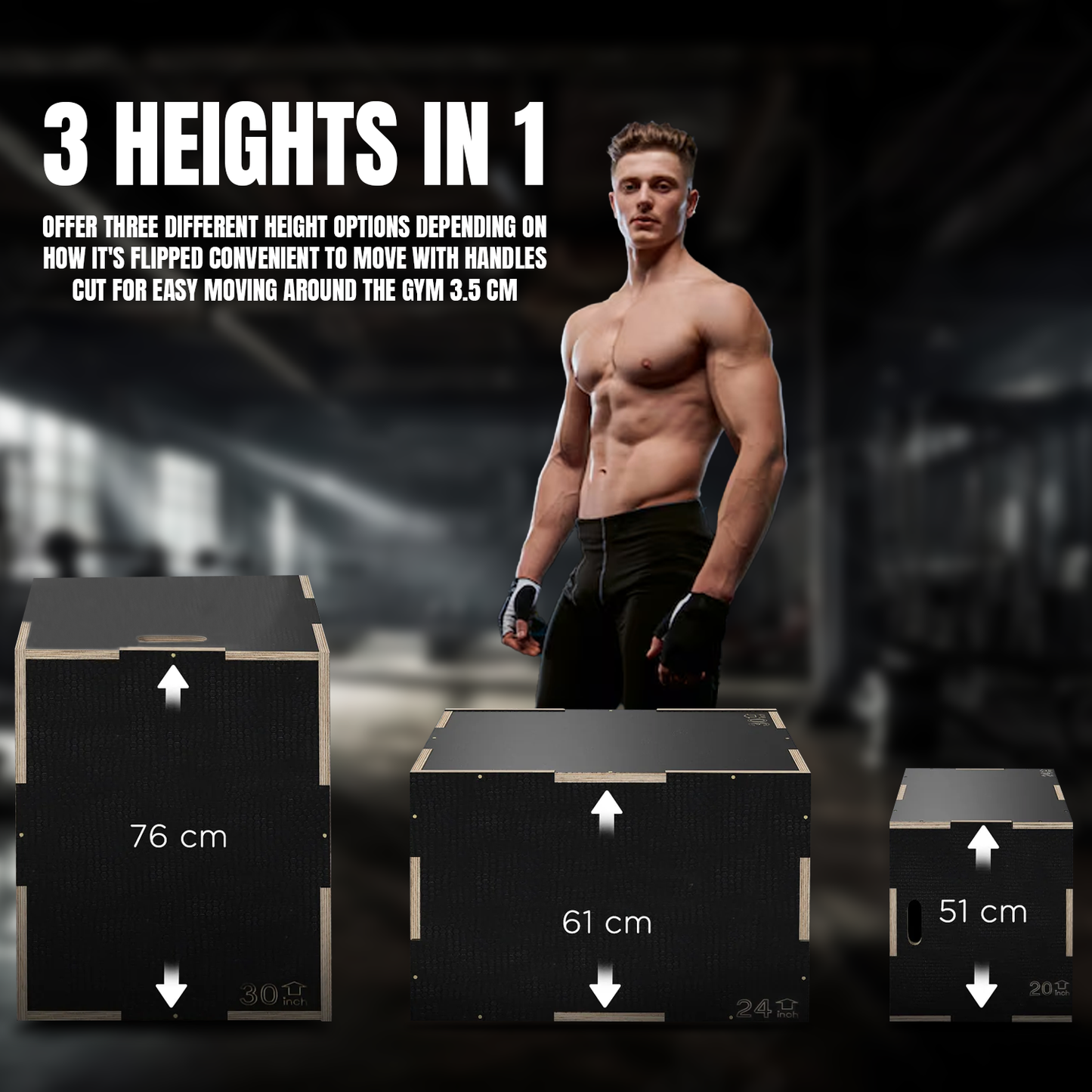 Plyometrics Jump Box – 3-in-1 Wooden Plyo Box for Explosive Training & HIIT Workouts