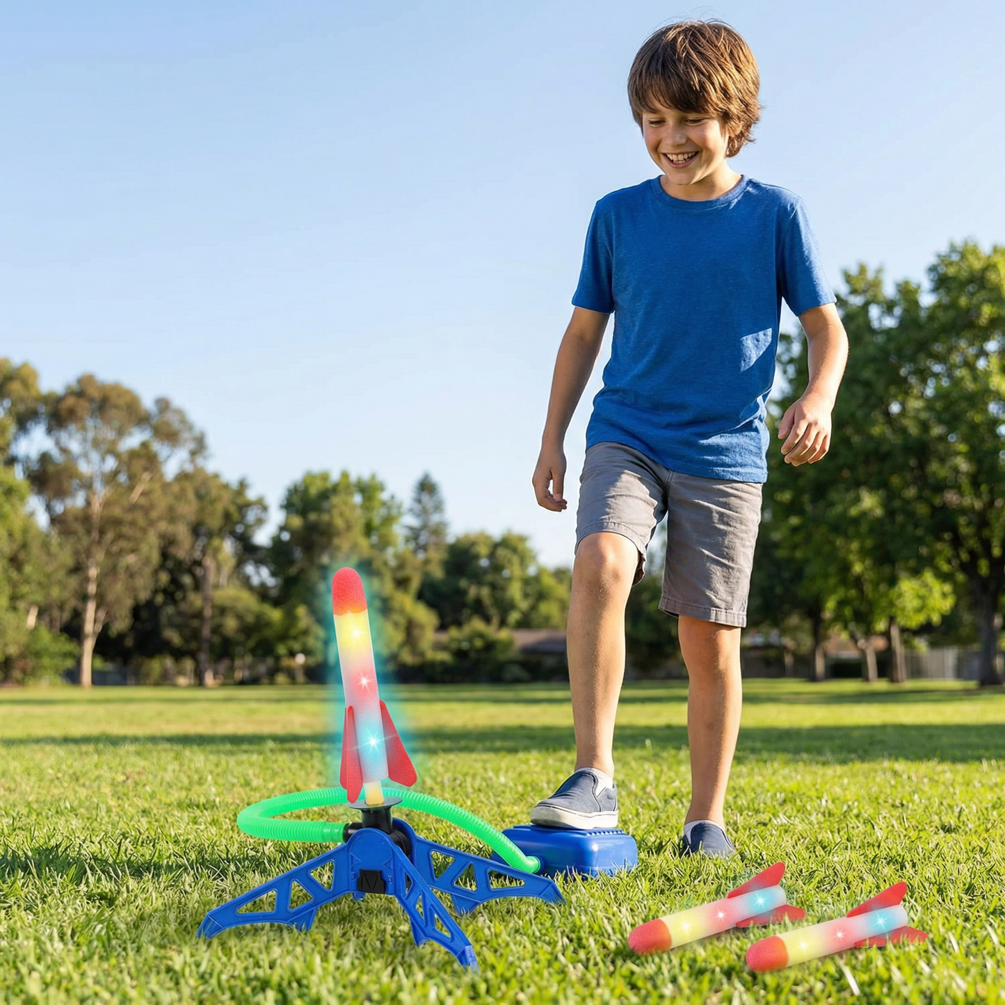 Kids Rocket Launcher with Foot Pump – Lightning Air-Powered Outdoor Toy