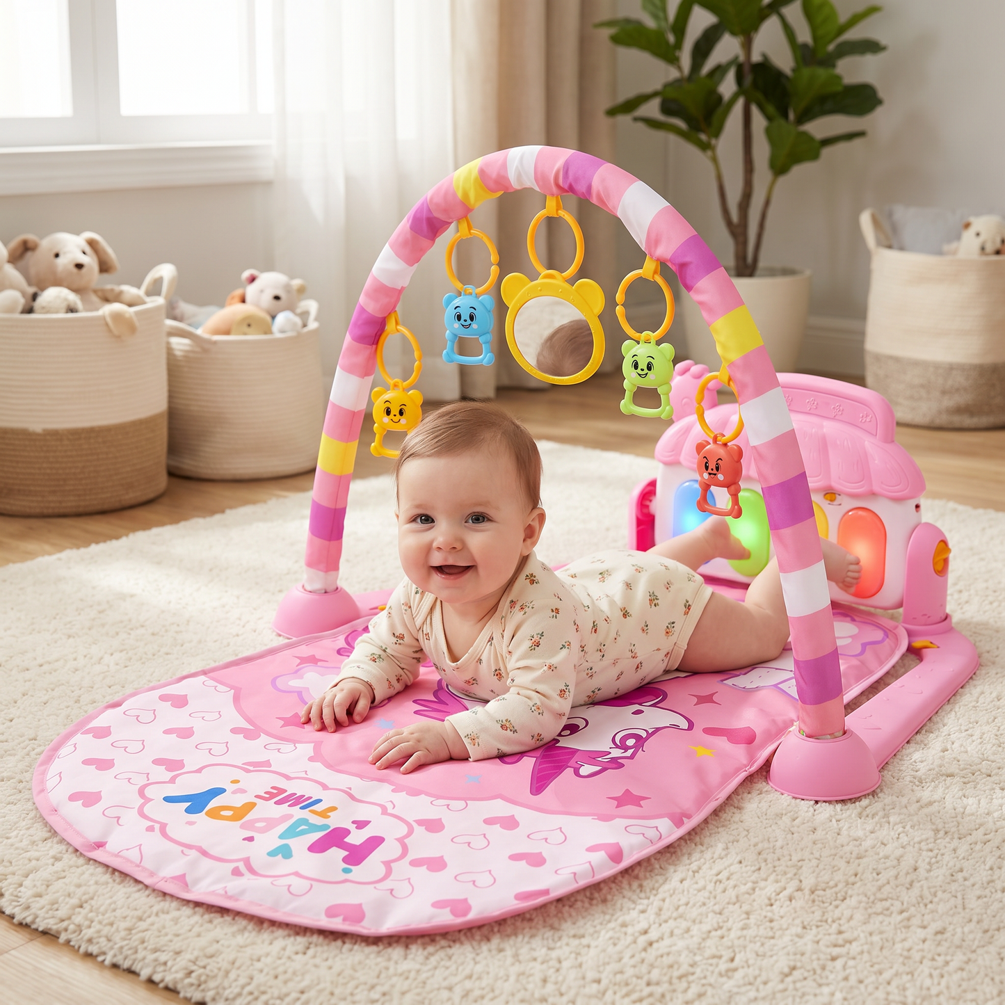 Baby Music Play Gym with Piano– Interactive Sensory Activity Mat (0–24 Months)