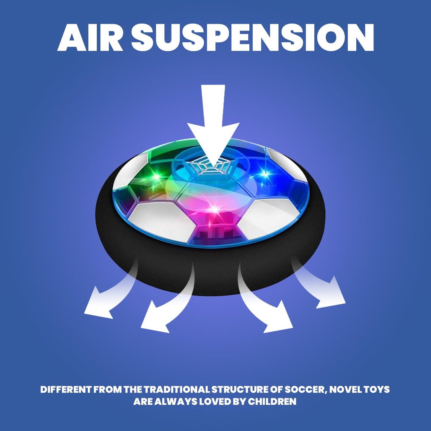 Hover Soccer Ball - Kids 3-12 Year Old Rechargeable Air Power Sport Football with Colorful LED Light | Foam Bumpers Indoor Outdoor Disk Toy