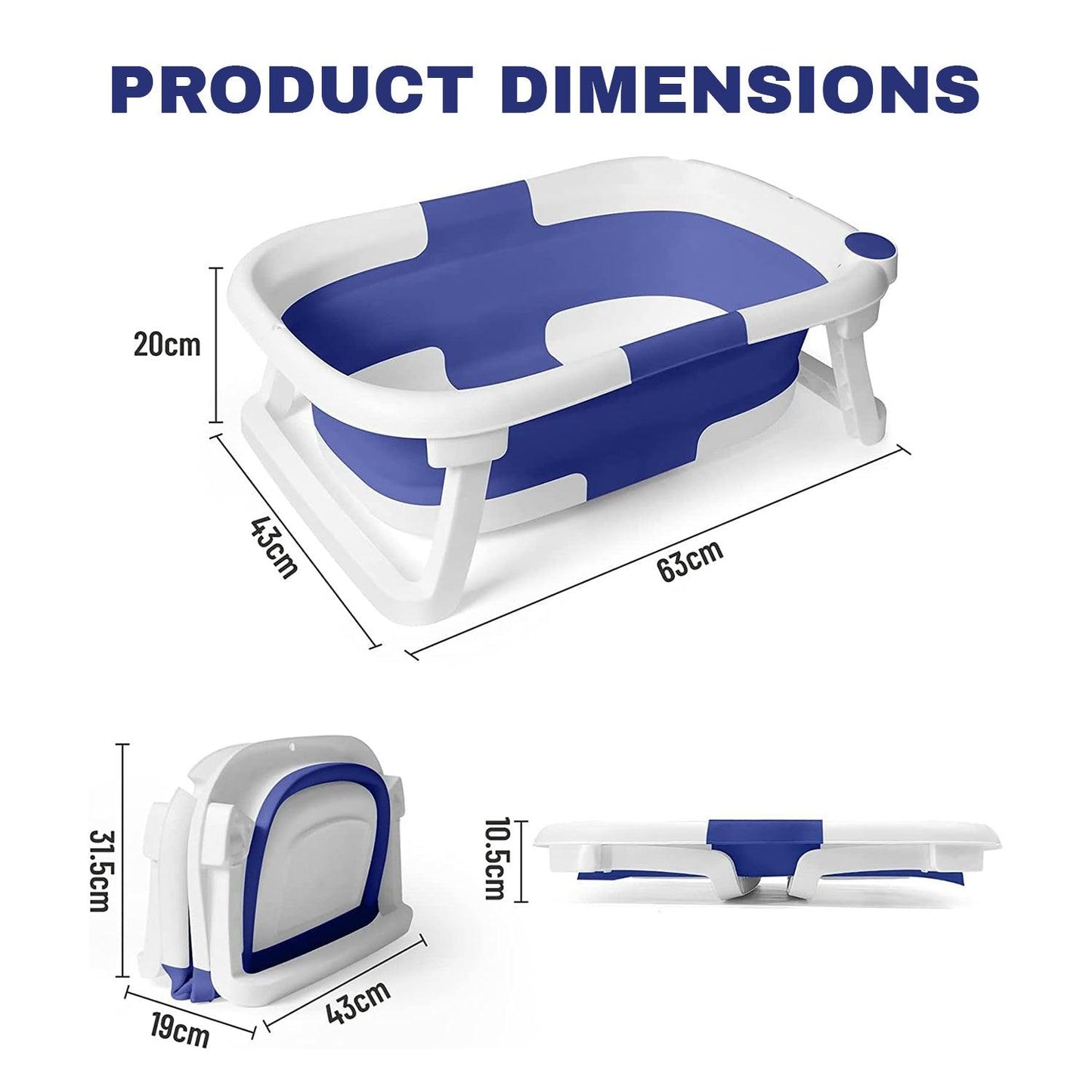 Baby Bath Tub - Foldable Child Bathtub With Thermometer & Bathtub Cushion & Bath Net