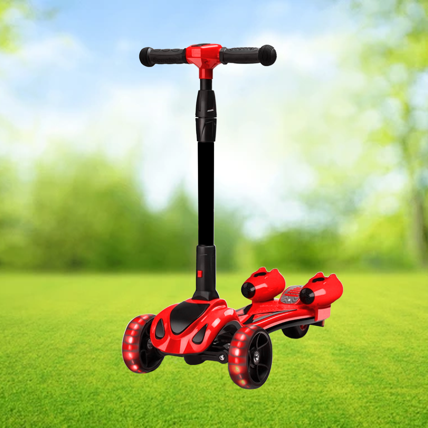 Kick Scooter for Kids – 3-Wheel Foldable Scooter with LED Light-Up Wheels & Adjustable Height