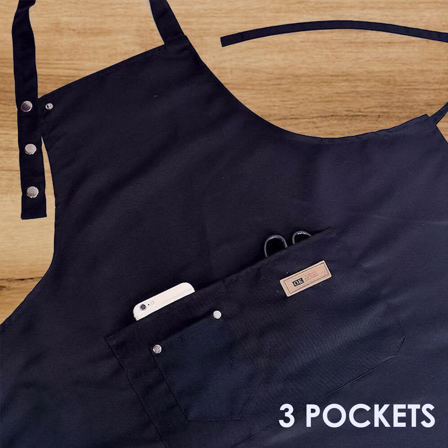 Denim Chef Apron - Canvas Pockets Apron for Kitchen Cooking BBQ Crafts Baking
