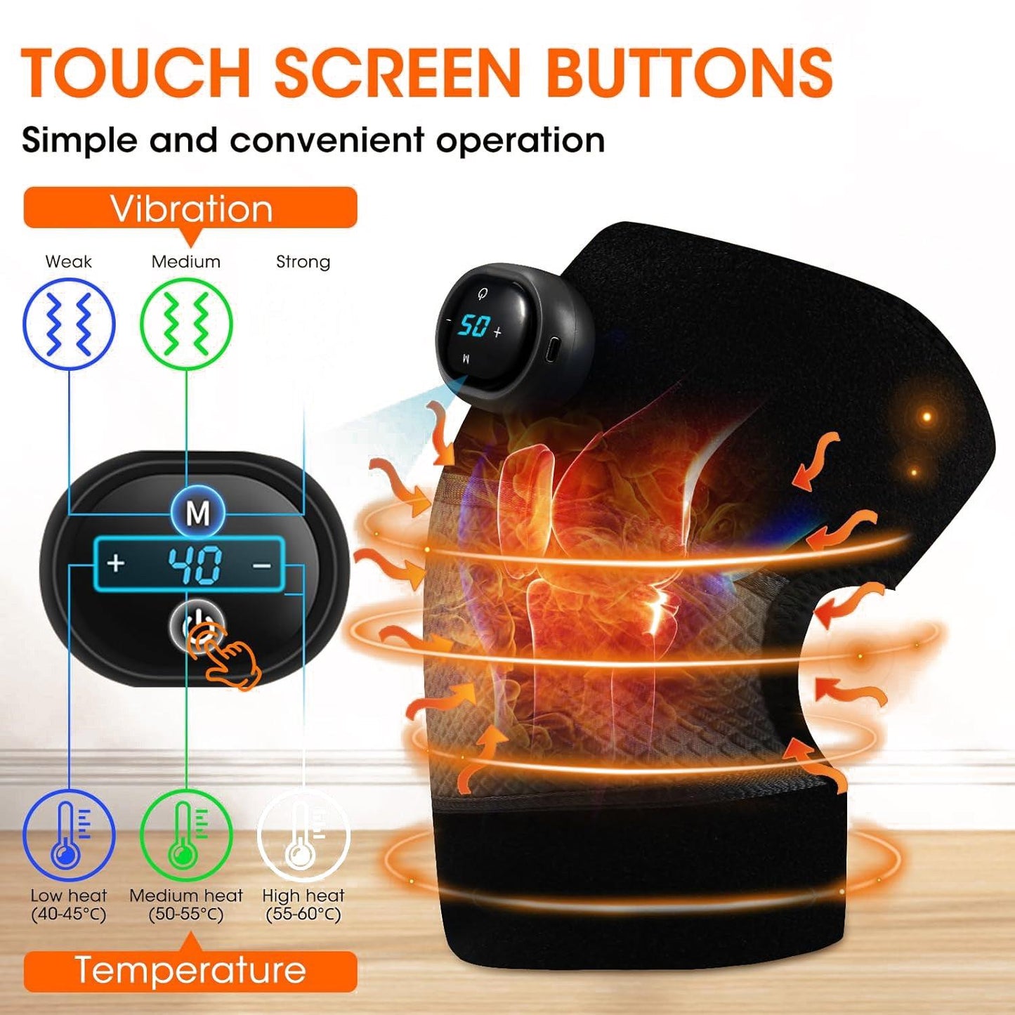 Knee Pain Massager - Knee Joint Massager Heat Physiotherapy Pain Relief Vibration Machine