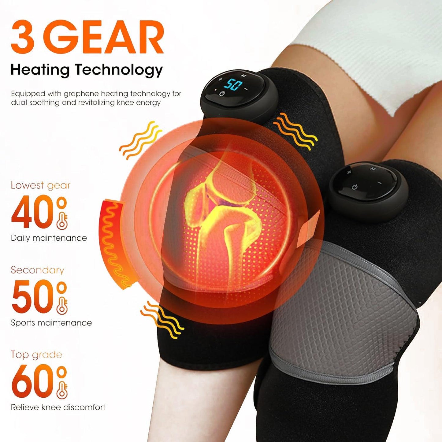 Knee Pain Massager - Knee Joint Massager Heat Physiotherapy Pain Relief Vibration Machine