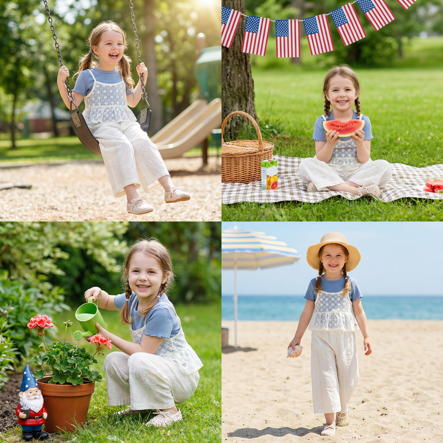 Baby Girl 3-Piece Summer Outfit – Lace Short Sleeve Top & Pants Set