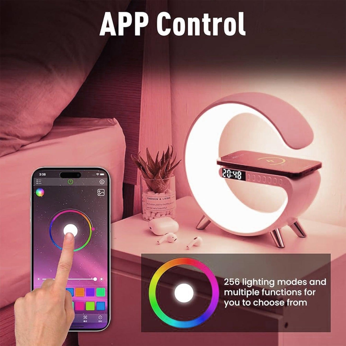 Smart LED Lamp - Lamp with Smart G Bluetooth Speaker Wireless Charger RGB Alarm Clock Night Light