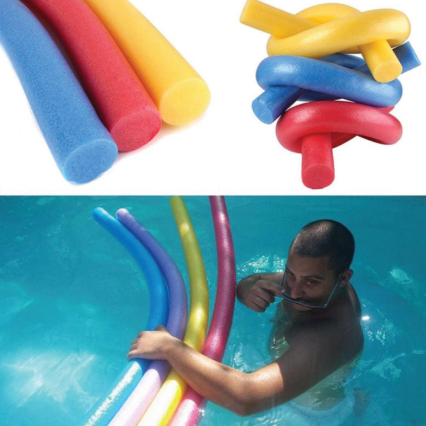 Foam Swimming Pool Noodle - 3x Swimming Pool Noodle Stick Water Float Aid Strip Blue or Red