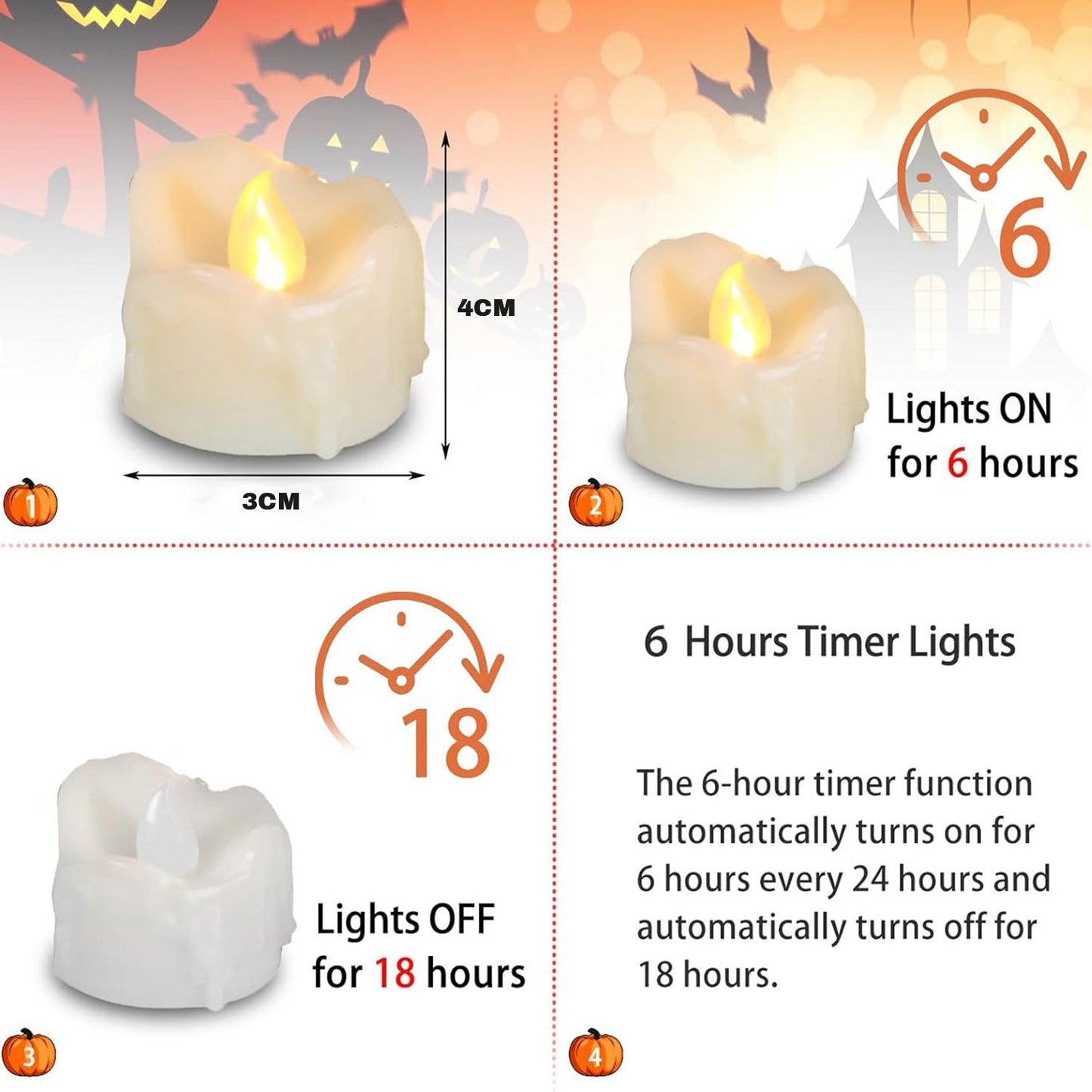 LED Candle Tea Lights - 12pcs Tea Lamp Flameless Flicker Timer Candles Battery Operated