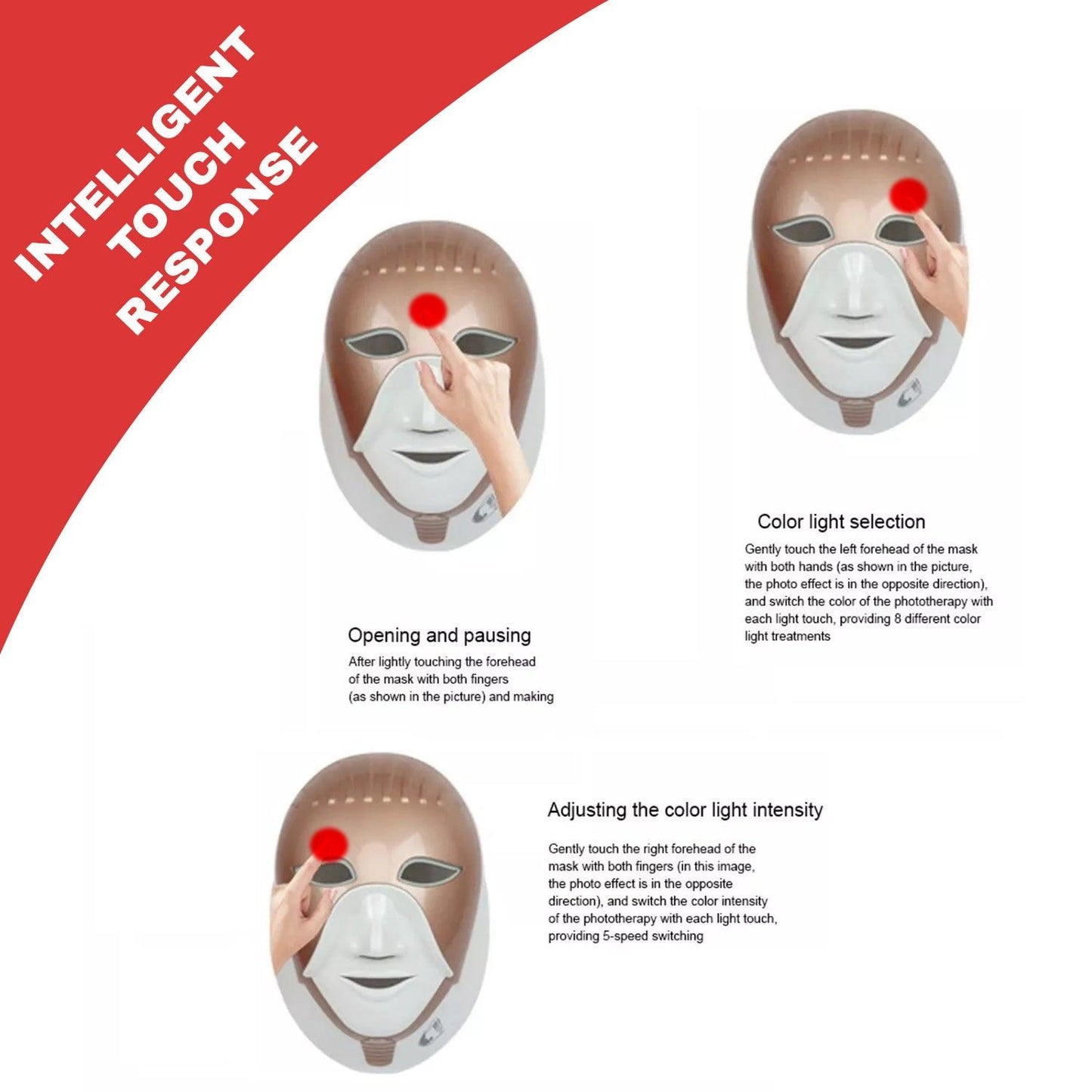 LED Light Therapy Mask - LED Skin Treatment Mask (7 Colour Setting) Smart Touch