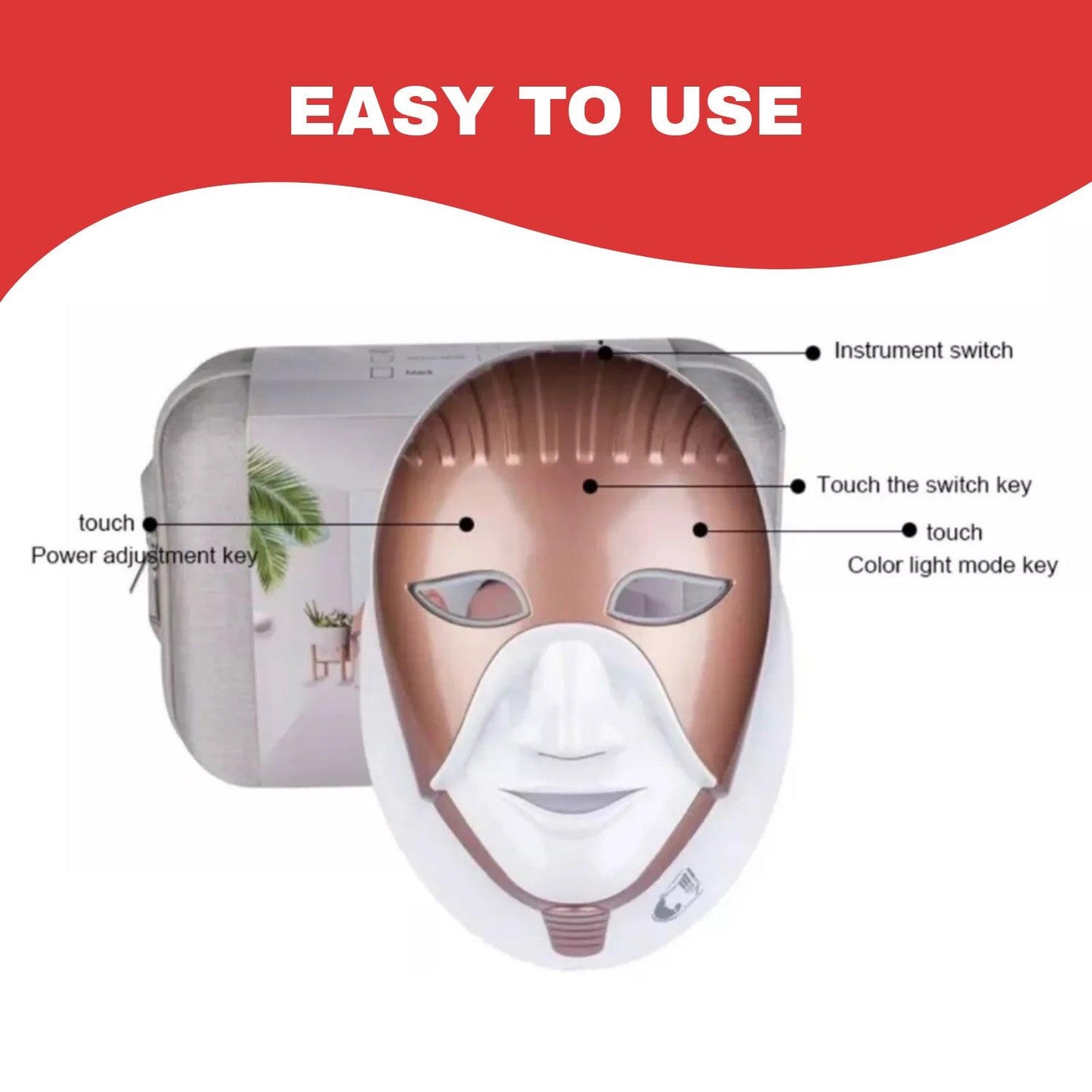 LED Light Therapy Mask - LED Skin Treatment Mask (7 Colour Setting) Smart Touch