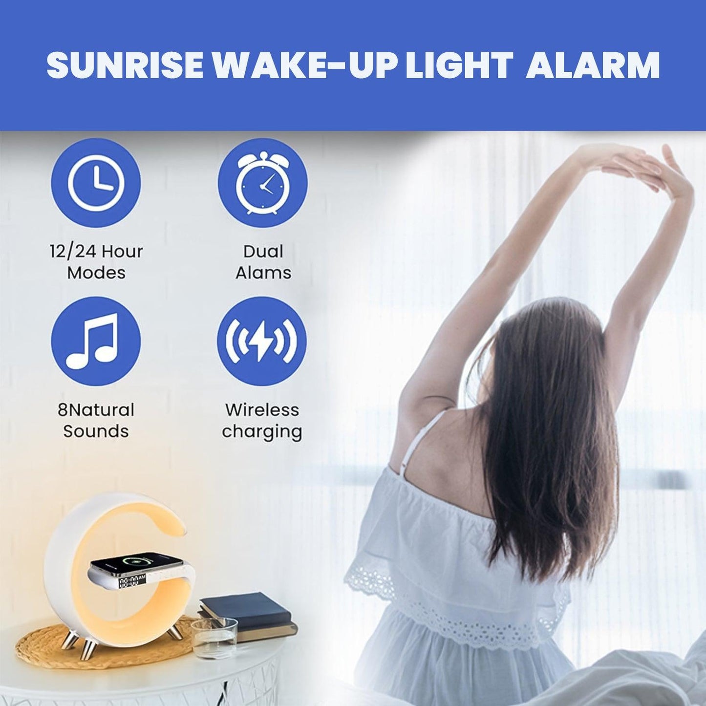 Smart LED Lamp - Lamp with Smart G Bluetooth Speaker Wireless Charger RGB Alarm Clock Night Light