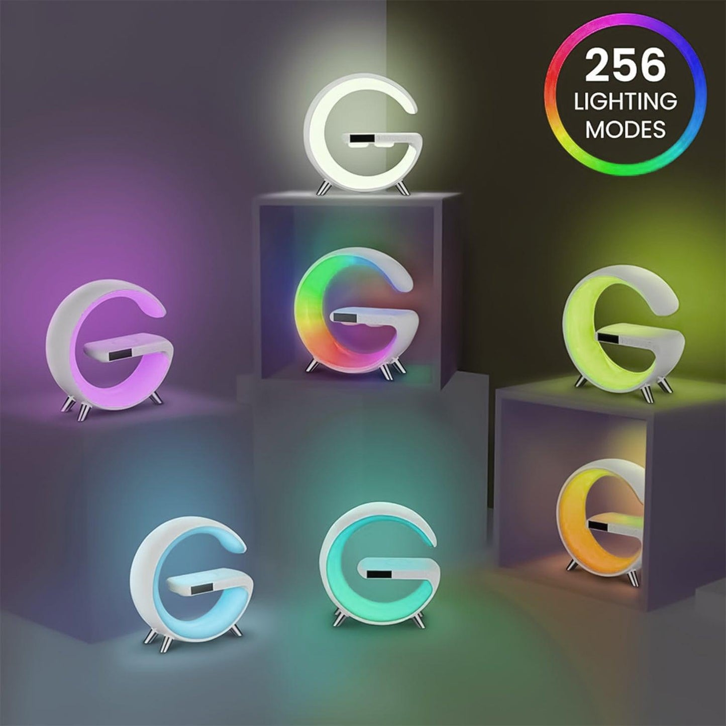 Smart LED Lamp - Lamp with Smart G Bluetooth Speaker Wireless Charger RGB Alarm Clock Night Light